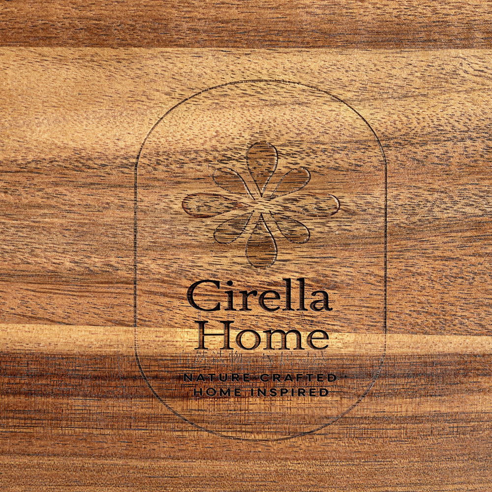 Close-up of the engraved Cirella Home logo